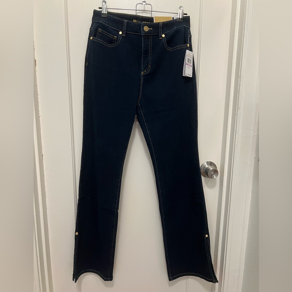 MICHAEL KORS Selma Flare Boot Cut Jeans Sz 6 Indigo - stylish split at ankle